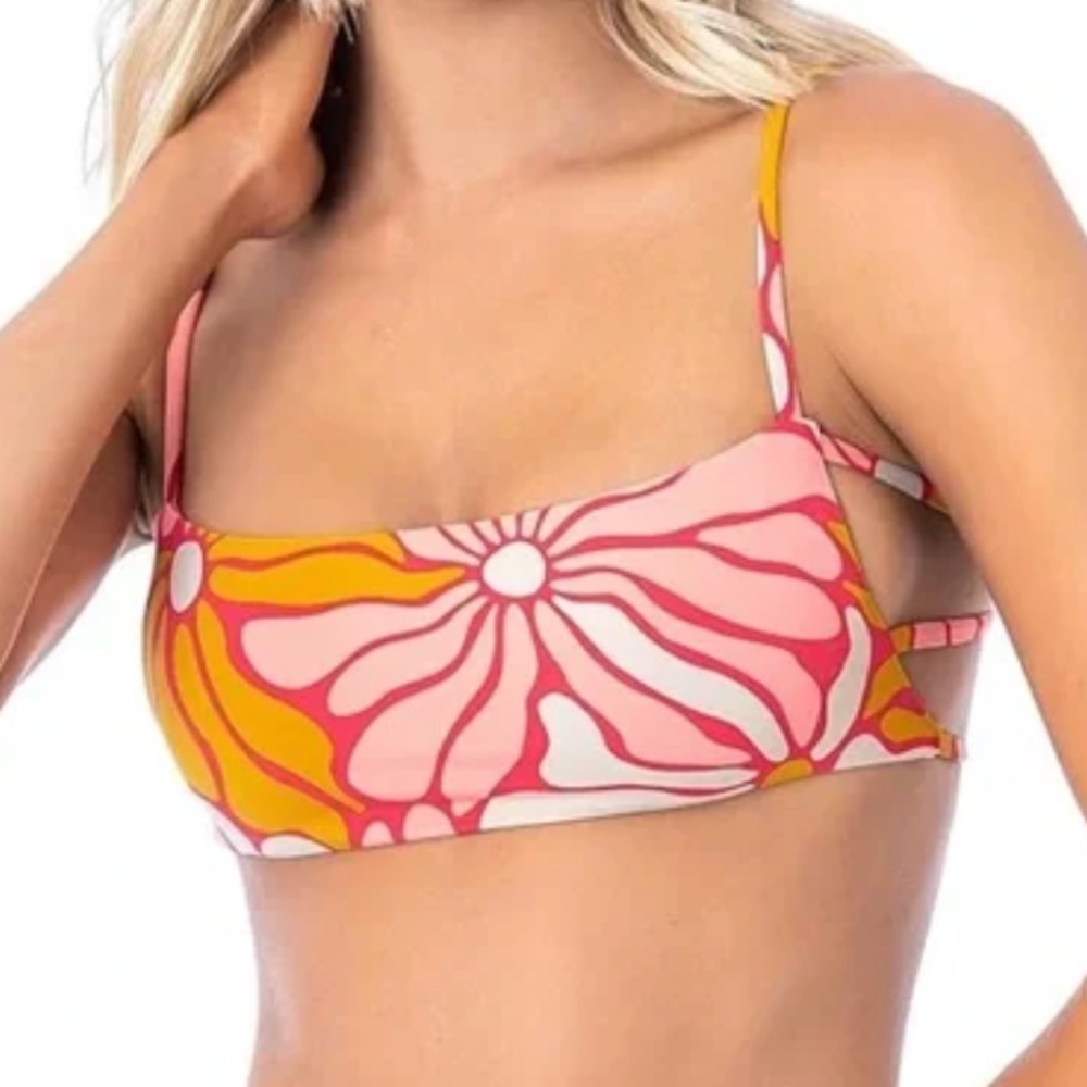 NWOT Maaji Bikini Top Dali Flowers Pink / Yellow (Size S)